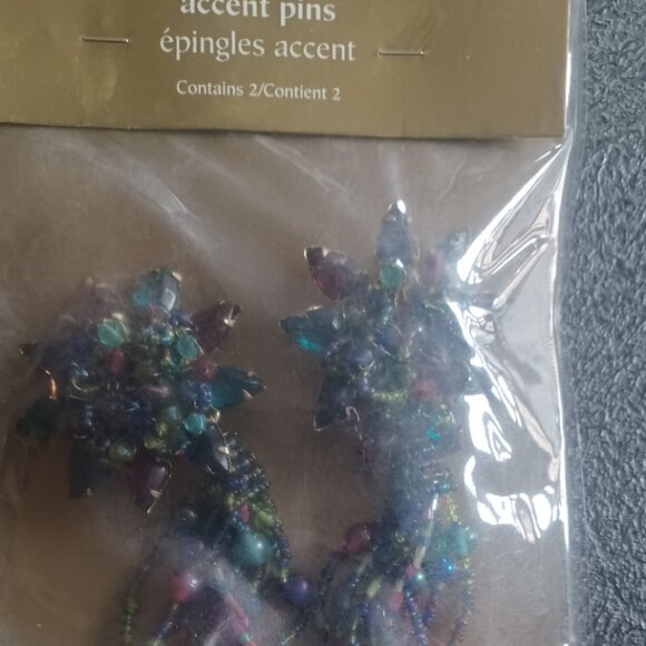 NEW Pier 1 Imports Accent Drape Beaded Tassle Pins Qty 2 Multi Color SKU 2075649 - Picture 3 of 4